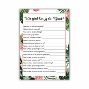 Bianca Kombuistee Speletjie - Hoe goed ken jy die bruid