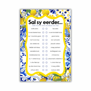 Charné Kombuistee Speletjie - Sal sy eerder
