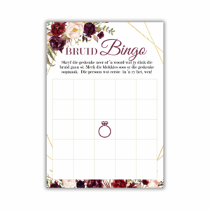 Elizna Kombuistee Speletjie - Bruid Bingo