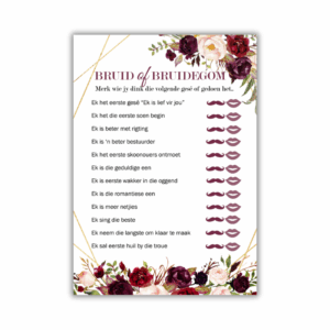 Elizna Kombuistee Speletjie - Bruid of Bruidegom