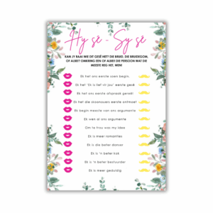 Izelle Kombuistee Speletjie - Hy sê Sy sê