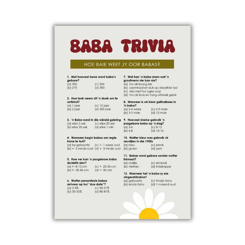 Jana Babatee Speletjie - Baba Trivia
