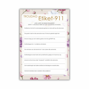 Jana Kombuistee Speletjie - Troudag etiket 911