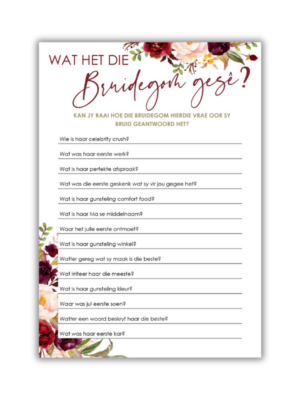 Lerine Kombuistee Speletjie - Wat het die Bruidegom gesê