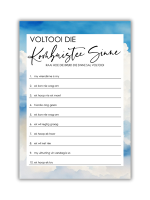 Luchelle Kombuistee Speletjie - Voltooi die Kombuistee Sinne