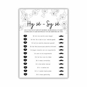 Lyzanne Kombuistee Speletjie - Hy sê Sy sê