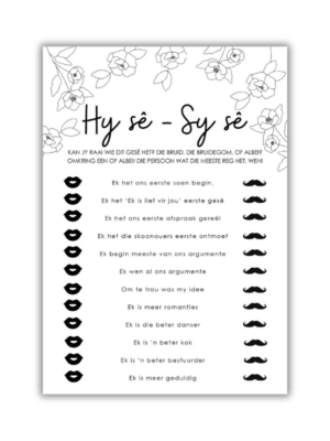Lyzanne Kombuistee Speletjie - Hy sê Sy sê