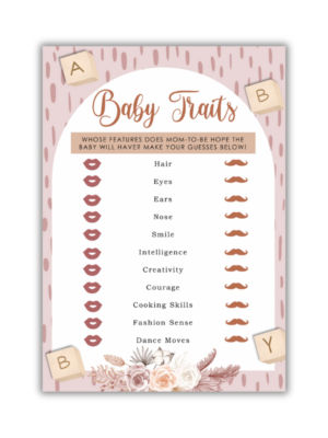 Michele Baby Shower Game - Baby Traits