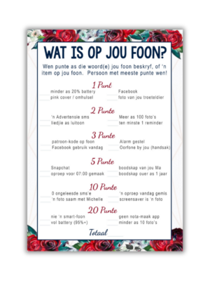 Michelle Rebb Kombuistee Speletjie - Wat is op jou foon