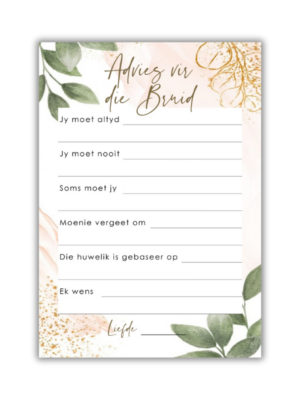 Aletta Kombuistee Speletjie - Advies vir die Bruid