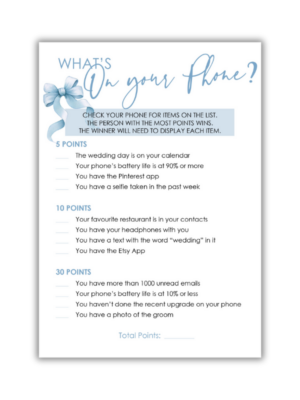 Barbara Bridal Shower Game - What's on your phone
