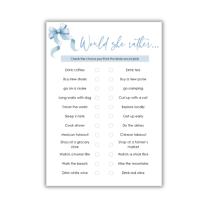 Barbara Bridal Shower Game - Would She Rather