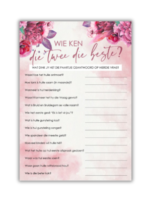 Bianca Kombuistee Speletjie - Wie ken die Twee die beste