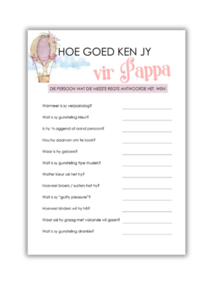Blanche Babatee Speletjie - Hoe goed ken jy vir Pappa