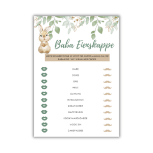 Caroline Babatee Speletjie - Baba Eienskappe