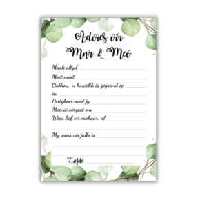 Corné Kombuistee Speletjie - Advies vir Mnr & Mev