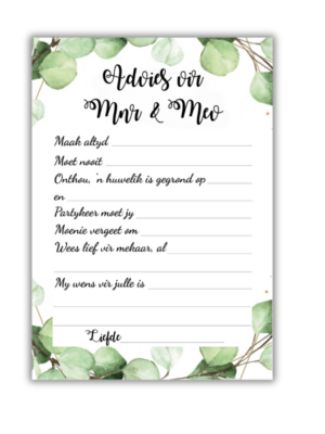 Corné Kombuistee Speletjie - Advies vir Mnr & Mev