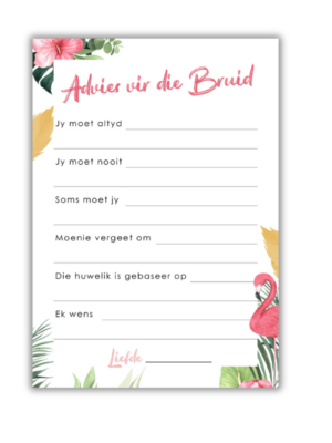 Danette Kombuistee Speletjie - Advies vir die Bruid