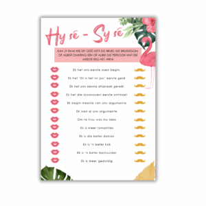 Danette Kombuistee Speletjie - Hy sê Sy sê