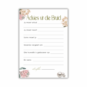 Elmarie Kombuistee Speletjie - Advies vir die Bruid