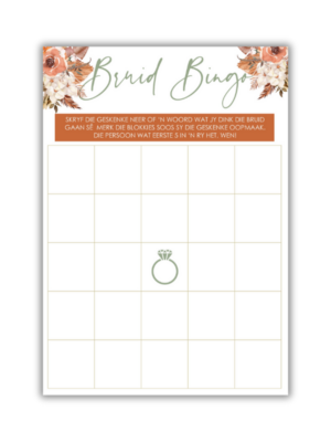 Gina Kombuistee Speletjie - Bruid Bingo