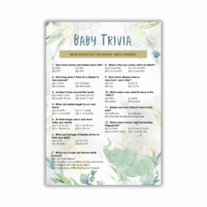 Illana Baby Shower Game - Baby Trivia