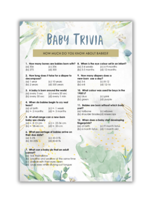 Illana Baby Shower Game - Baby Trivia