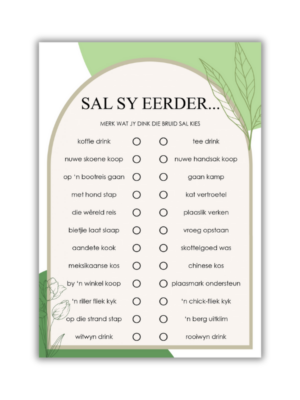 Illana Kombuistee Speletjie - Sal Sy Eerder