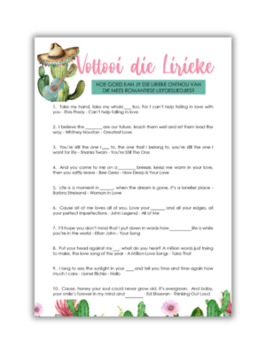 Illana Kombuistee Speletjie - Voltooi die Lirieke