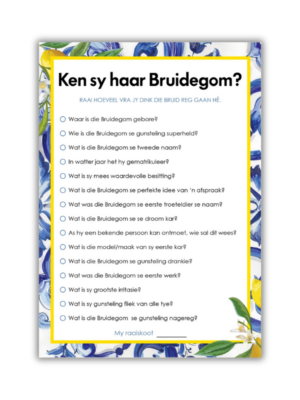 Lizelle Kombuistee Speletjie - Ken sy haar Bruidgom