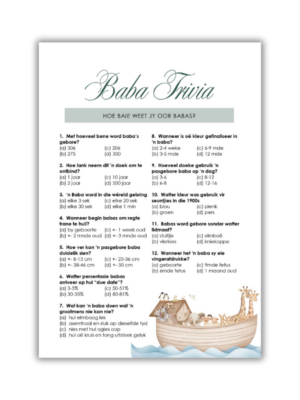 Marilie Babatee Speletjie - Baba Trivia