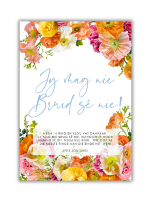 Renet Kombuistee Speletjie - Jy mag nie Bruid sê nie