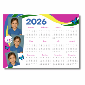 A4 2026 School Photo Calendar (3 Photos)