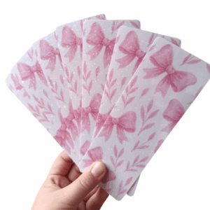 Shimmer Laminated Bookmark - Pink Bow Design